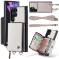 thumbnail image 1 of ELEHOLD Crossbody Wallet Phone Case for Samsung Galaxy S22 Ultra, Zipper Pocket Card Holders Detachable Crossbody Strap Lanyard RFID Blocking Soft Leather Protective Case,Rosegold, 1 of 8