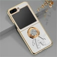 thumbnail image 1 of ELEHOLD Cute Case for Samsung Galaxy Z Flip 5 2023 Ultra Slim Thin Three-Dimensional Astronaut Hidden Kickstand Finger Ring Holder Plating Shockproof Case for Galaxy Z Flip 5,White, 1 of 12