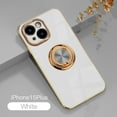 thumbnail image 1 of ELEHOLD Cute Case for iPhone 15 Plus Ultra Slim Thin Three-Dimensional Astronaut Hidden Kickstand Finger Ring Holder Stand Gold Plating Shockproof Case for iPhone 15 Plus,White, 1 of 12