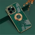 thumbnail image 1 of ELEHOLD Cute Case for iPhone 15 Pro Max Ultra Slim Thin Three-Dimensional Astronaut Hidden Kickstand Finger Ring Holder Stand Gold Plating Shockproof Case for iPhone 15 Pro Max,Darkgreen, 1 of 12