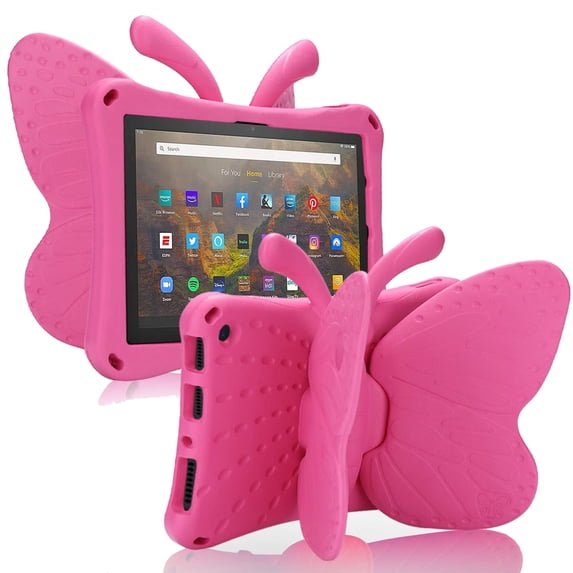ELEHOLD Cute Kids Case for Amazon Fire Max 11 13th Generation Kids Friendly EVA Butterfly Wings Kickstand Heavy Duty Rugged Shockproof Protective Case for Fire Max 11 - Rose