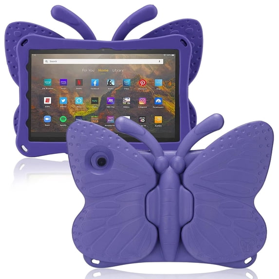 ELEHOLD Cute Kids Case for Amazon Fire Max 11 13th Generation Kids Friendly EVA Butterfly Wings Kickstand Heavy Duty Rugged Shockproof Protective Case for Fire Max 11 - Purple