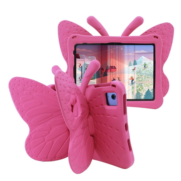 ELEHOLD Cute Kids Case for Lenovo Tab M11 2024(TB330FU/TB-331FC)/Tab M10 5G 2023 Kids Friendly EVA Butterfly Wings Kickstand Heavy Duty Rugged Shockproof Protective Case,Rose