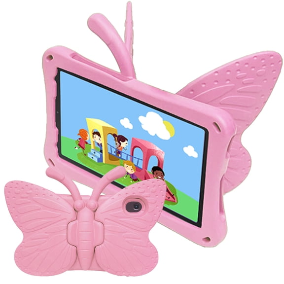 ELEHOLD Cute Kids Case for Walmart Onn 8.0 Inch 2024 Kids Friendly EVA Butterfly Design Kickstand Heavy Duty Rugged Shockproof Protective Case,Pink