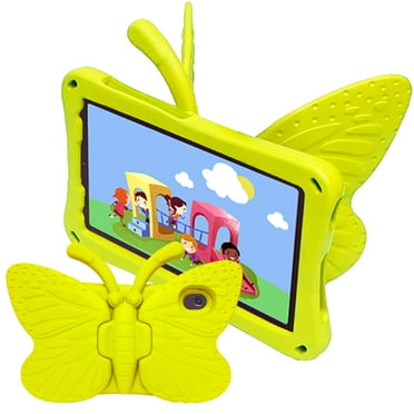 ELEHOLD Cute Kids Case for Walmart Onn 8.0 Inch 2024 Kids Friendly EVA Butterfly Design Kickstand Heavy Duty Rugged Shockproof Protective Case,Yellow