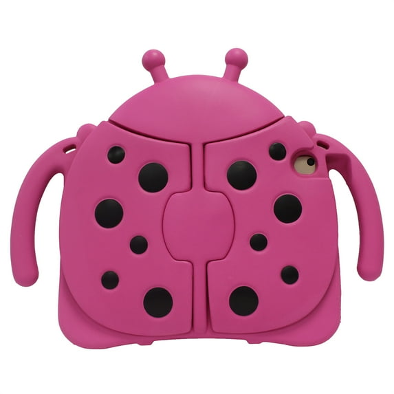 ELEHOLD Cute Kids Case for iPad 6th/5th Gen/Pro 9.7" iPad 9.7 inch Case Beetle Wings Design Handle Grip Kickstand Function Shockproof Protective Case for iPad 9.7" 2016/2017/2018,Hotpink