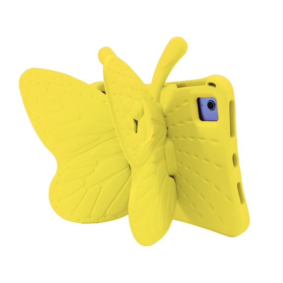 ELEHOLD Cute Kids Case for iPad 6th/5th Generation 9.7" (2018/2017) Kids Friendly EVA Butterfly Design Kickstand Heavy Duty Rugged Shockproof Protective Case for iPad 9.7 Inch,Yellow