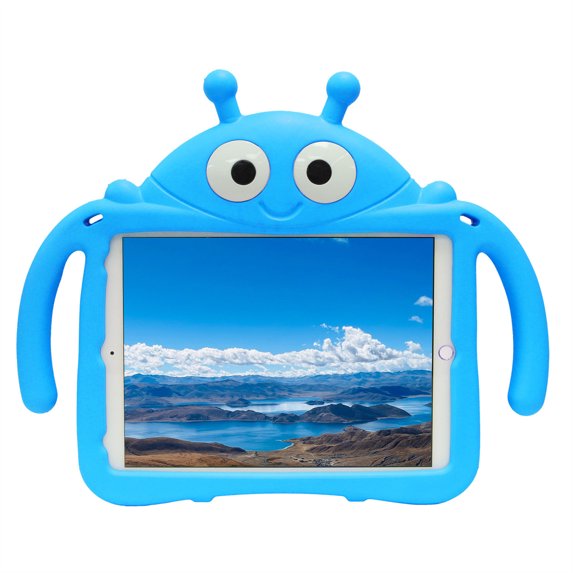ELEHOLD Cute Kids Case for iPad 9th/8th/7th Generation iPad 10.2 inch Case Beetle Wings Design Handle Grip Kickstand Function Shockproof Protective Case for iPad 10.2" 2021/2020/2019,Blue