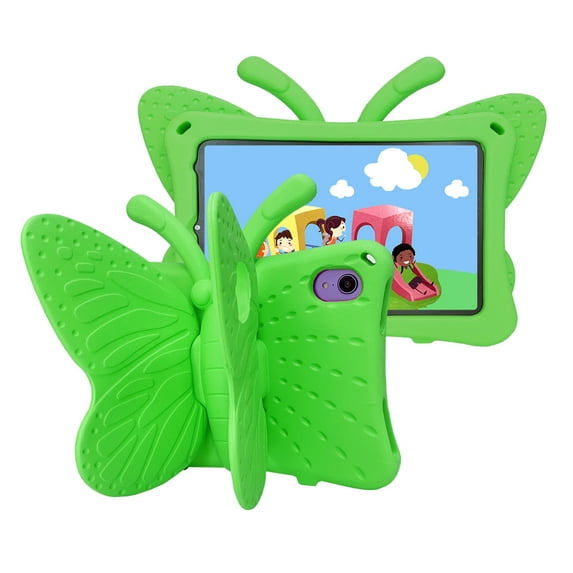 ELEHOLD Cute Kids Case for iPad Mini 6th Generation 8.3" (2021) Kids Friendly EVA Butterfly Wings Kickstand Heavy Duty Rugged Shockproof Protective Case for iPad mini 6,Green