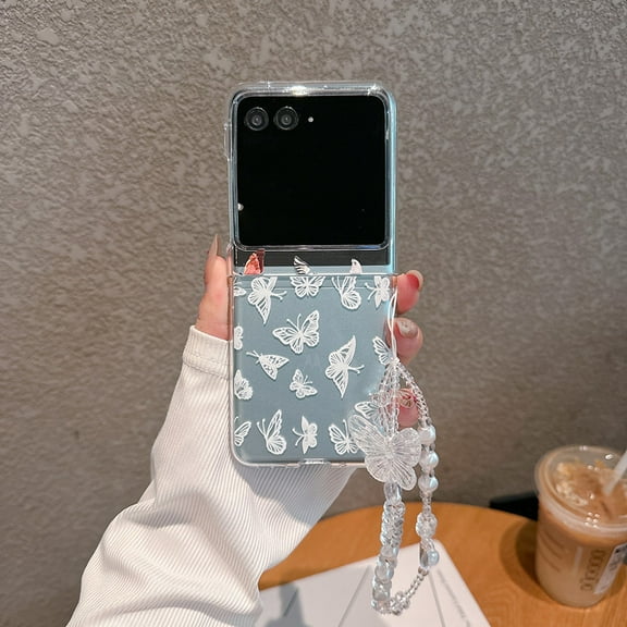 ELEHOLD Cute Pattern Clear Phone Case For Motorola Razr Ultra 2025/ Moto Razr 60 Ultra, Anti-Yellowing Transparent Rugged Hard PC Shockproof Case Cover with Charm Strap for Girls Teens,M21