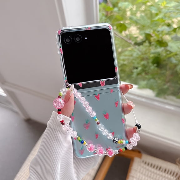 ELEHOLD Cute Pattern Clear Phone Case For Motorola Razr Ultra 2025/ Moto Razr 60 Ultra, Anti-Yellowing Transparent Rugged Hard PC Shockproof Case Cover with Charm Strap for Girls Teens,M30