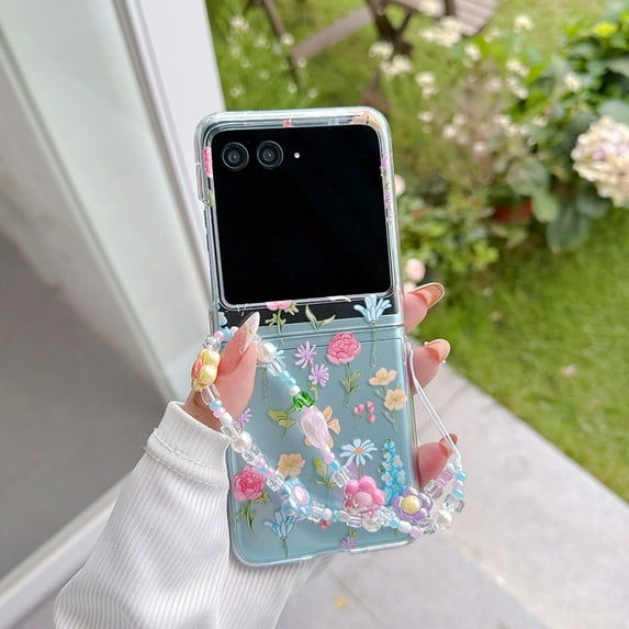 ELEHOLD Cute Pattern Clear Phone Case For Motorola Razr Ultra 2025/ Moto Razr 60 Ultra, Anti-Yellowing Transparent Rugged Hard PC Shockproof Case Cover with Charm Strap for Girls Teens,M34