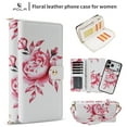 thumbnail image 1 of ELEHOLD Detachable Wallet Case For Apple iPhone 16 Pro Max, Shock-Resistant Heavy Duty PU Leather Floral Magnetic Zipper Credit Card Slots Wallet Case With Strap,White, 1 of 12