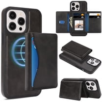 ELEHOLD Detachable Wallet Case for iPhone 13 Pro, RFID Blocking Magnetic Shockproof Leather Phone Case with Kickstand and Card Slots,Black