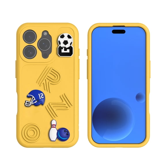 ELEHOLD EVA Shockproof Case For iPhone 16 Pro Soft Cartoon Cover with 3D Decorations Lens All-Inclusive Design, Washable, Yellow