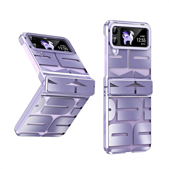 ELEHOLD Fashion Clear Case for Samsung Galaxy Z Flip 3,Clear Back PC Plating Bumper for Women Men Hybrid Shockproof Full Body Hinge Protective Case for Samsung Galaxy Z Flip 3,Purple