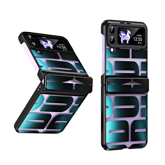 ELEHOLD Fashion Clear Case for Samsung Galaxy Z Flip 4,Clear Back PC Plating Bumper for Women Men Hybrid Shockproof Full Body Hinge Protective Case for Samsung Galaxy Z Flip 4,Black