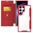 thumbnail image 1 of ELEHOLD Flip Case for Samsung Galaxy S24 Ultra Wallet Case with built-in Card Holder Transparent Clear Back RFID Blocking Function Full Protection Shockproof Case Cover,red, 1 of 6