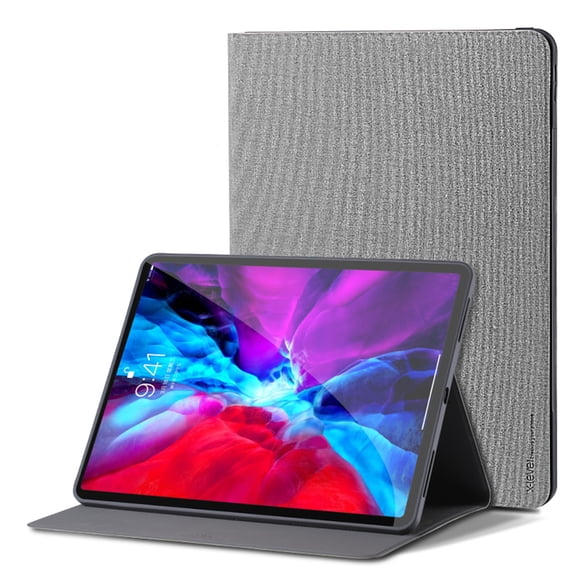 ELEHOLD Flip Case for iPad Pro 12.9" 2022/2021/2020/2018 Anti-Slip Kickstand Function Auto Wake/Sleep Honeycomb Grid Pattern Slim Thin Shockproof Fabric Cloth Folio Cover,Gray