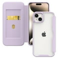 thumbnail image 1 of ELEHOLD Flip Case for iPhone 14 Plus Wallet Case with built-in Card Holder Transparent Clear Back RFID Blocking Function Full Protection Shockproof Case Cover,purple, 1 of 6