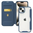 thumbnail image 1 of ELEHOLD Flip Case for iPhone 15 Plus Wallet Case with built-in Card Holder Transparent Clear Back RFID Blocking Function Full Protection Shockproof Case Cover,blue, 1 of 6