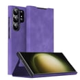 thumbnail image 1 of ELEHOLD Flip Folio Leather Case for Samsung Galaxy S23 Plus with Card Holder Premium Leather Magnetic Suction Kickstand Function Support Wireless Charging Full Protection Case,purple, 1 of 1