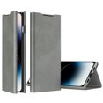 thumbnail image 1 of ELEHOLD Flip Folio Leather Case for iPhone 15 Plus with Card Holder Premium Leather Magnetic Suction Kickstand Function Support Wireless Charging Full Protection Case,gray, 1 of 8