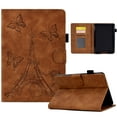 thumbnail image 1 of ELEHOLD Flip Leather Case for Kindle Paperwhite 5 (11th Gen) 2021,Butterflies Tower Embossed Pattern Card Slots Auto Wake/Sleep Kickstand Function Multi-Functional Shockproof Slim Case,Brown, 1 of 8