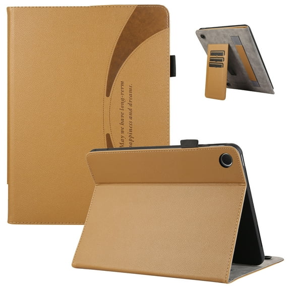 ELEHOLD Flip Leather Case for Samsung Galaxy Tab A7 Lite 8.7 (2021) Premium Leather with Card Holders Magnetic Closure Non-Slip Wristband Kickstand Function Shockproof Protective Case, brown
