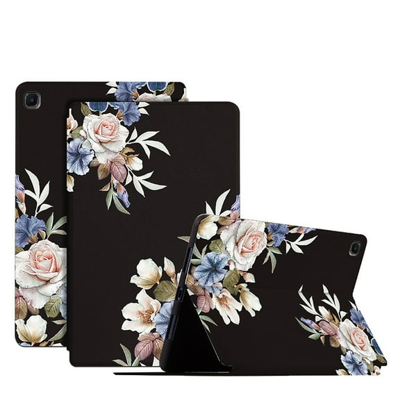 ELEHOLD Flip Leather Case for Samsung Galaxy Tab A8 10.5" 2022 Model SM-X200 / X205 /X207 Beautiful Flowers Floral Pattern Kickstand Function Magnetic Shockproof Anti-Scratch Slim Case