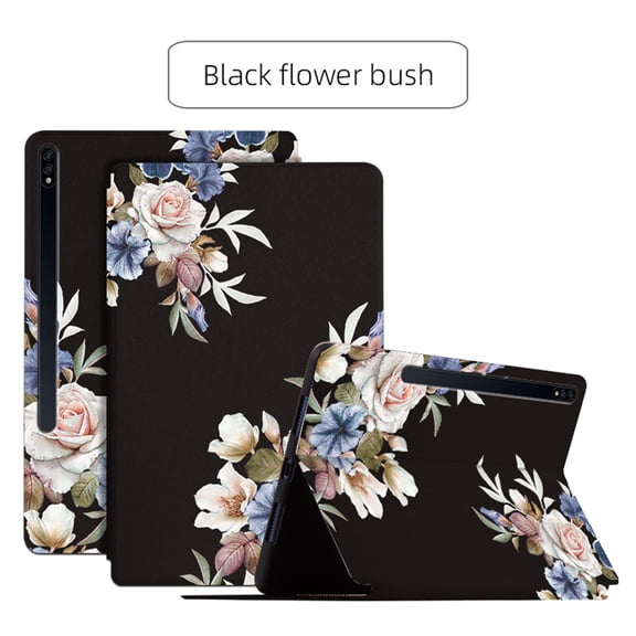 ELEHOLD Flip Leather Case for Samsung Galaxy Tab S8/S7 11.0" (X700/X706/T870/T875) Beautiful Flowers Floral Pattern Kickstand Function Magnetic Shockproof Anti-Scratch Slim Case,C
