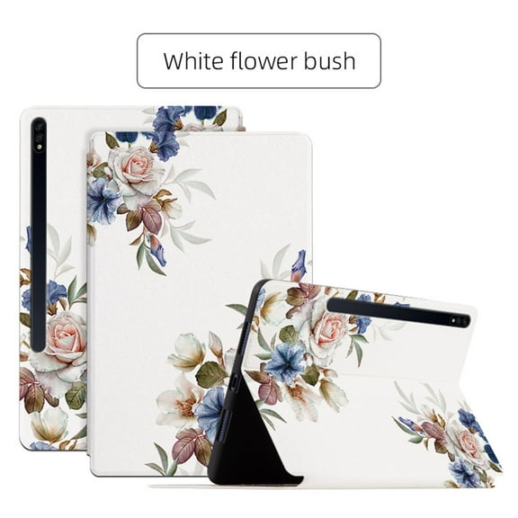 ELEHOLD Flip Leather Case for Samsung Galaxy Tab S8/S7 11.0" (X700/X706/T870/T875) Beautiful Flowers Floral Pattern Kickstand Function Magnetic Shockproof Anti-Scratch Slim Case,B