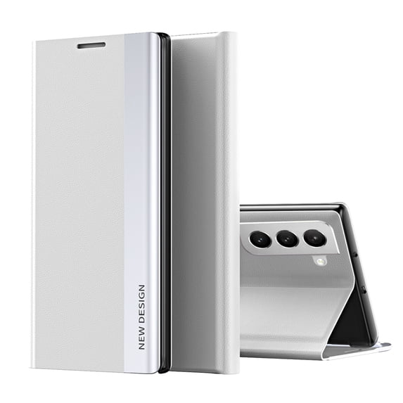 ELEHOLD Flip Leather Case for Samsung Galaxy S24 Plus,Magnetic Suction Kickstand Function Shockproof Protective Case for Samsung S24 Plus,White