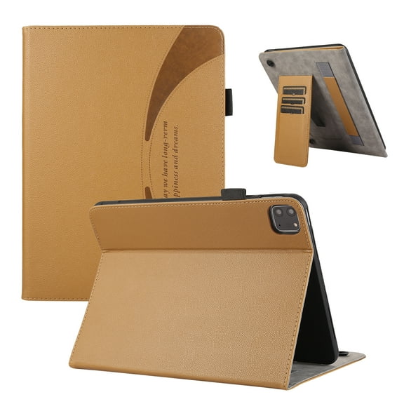 ELEHOLD Flip Leather Case for iPad Pro 10.5" 2017/2019 Premium Leather with Card Holders Magnetic Closure Non-Slip Wristband Kickstand Function Shockproof Protective Case, brown