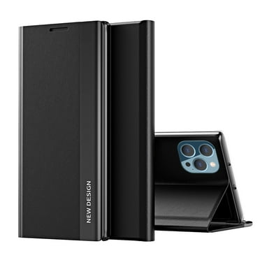 ELEHOLD Flip Leather Case for iPhone 15 Pro Max,Magnetic Adsorption Kickstand Function Shockproof Protective Folio Case for iPhone 15 Pro Max 6.7 Inch,Black
