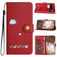 thumbnail image 1 of ELEHOLD Flip Leather Wallet Case for Google Pixel 7 Pro Cute Animals Pattern with Card Slots Magnetic Clasp Soft Shockproof Leather Protective Case with Lanyard,red, 1 of 7