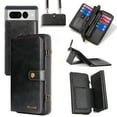 thumbnail image 1 of ELEHOLD Flip Leather Wallet Case for Google Pixel 7 Pro with Large Capacity 13 Card Slots Zipper Pocket Kickstand Magnetic Detachable Case Crossbody Shoulder Strap Shockproof Protective ,Black, 1 of 8
