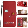 thumbnail image 1 of ELEHOLD Flip Leather Wallet Case for Google Pixel 7A Cute Animals Pattern with Card Slots Magnetic Clasp Soft Shockproof Leather Protective Case with Lanyard,red, 1 of 7