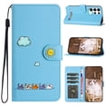 thumbnail image 1 of ELEHOLD Flip Leather Wallet Case for Samsung Galaxy S22 Ultra Cute Animals Pattern with Card Slots Magnetic Clasp Soft Shockproof Leather Protective Case with Lanyard,blue, 1 of 6