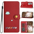 thumbnail image 1 of ELEHOLD Flip Leather Wallet Case for Samsung Galaxy S23 FE Cute Animals Pattern with Card Slots Magnetic Clasp Soft Shockproof Leather Protective Case with Lanyard,red, 1 of 6