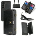 thumbnail image 1 of ELEHOLD Flip Leather Wallet Case for Samsung Galaxy S23 with Large Capacity 13 Card Slots Zipper Pocket Kickstand Magnetic Detachable Case Crossbody Shoulder Strap Shockproof Protective,Black, 1 of 8