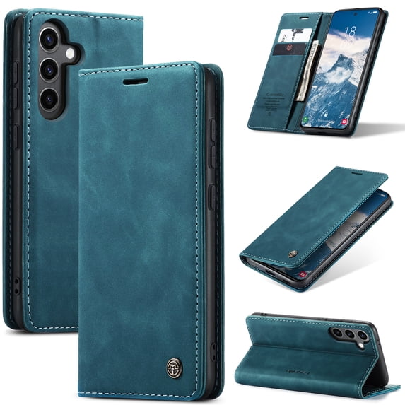 ELEHOLD Flip Leather Wallet Case for Samsung Galaxy S24 Plus with Card Slots Cash Pocket Kickstand Function Magnetic Closure Shockproof Anti-Scratch Purse Case for Samsung S24 Plus,Blue