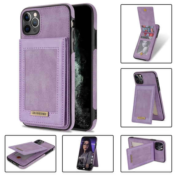 ELEHOLD Flip Leather Wallet Case for iPhone 11 Pro Max 6.5 inch with RFID Blocking Card Slots Holders Magnetic Buckle Kickstand Function Business Style Men Women Case,Purple