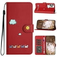 thumbnail image 1 of ELEHOLD Flip Leather Wallet Case for iPhone 12 Pro Max Cute Animals Pattern with Card Slots Magnetic Clasp Soft Shockproof Leather Protective Case with Lanyard,red, 1 of 6