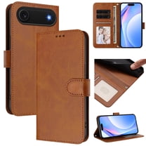 ELEHOLD Flip Wallet Case For Apple iPhone Air, Shockproof PU Leather Card Slots Magnetic Closure Kickstand Lightweight Protective Cover with Lanyard Strap ,Brown