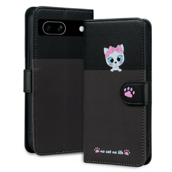 ELEHOLD Flip Wallet Case for Google Pixel 7, Cute Pattern PU Leather Case with Magnetic Clasp Credit Card Slot Stand Lanyard Shockproof Full Body Protection Cover, F