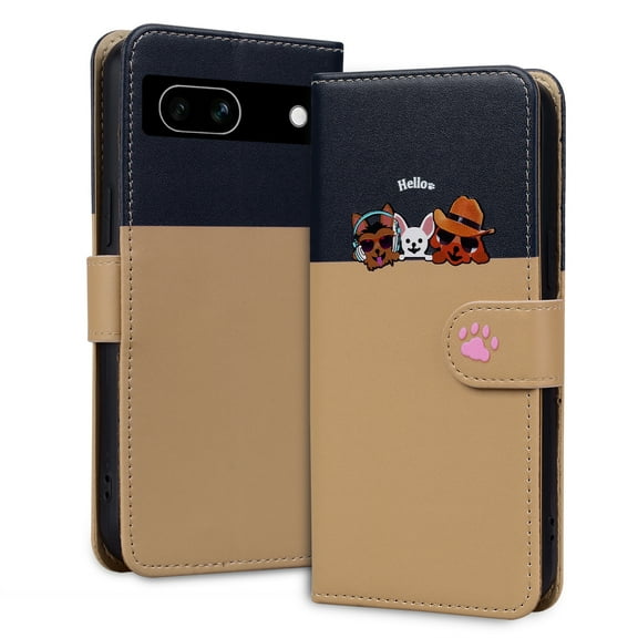 ELEHOLD Flip Wallet Case for Google Pixel 7 Pro, Cute Pattern PU Leather Case with Magnetic Clasp Credit Card Slot Stand Lanyard Shockproof Full Body Protection Cover, A