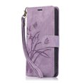 thumbnail image 1 of ELEHOLD Flip Wallet Case for Samsung Galaxy A05 Case Embossed Flower Butterflies Premium Leather Card Slots Kickstand Function Magnetic Clasp Detachable Wrist Lanyard Full Protective Case,purple, 1 of 6