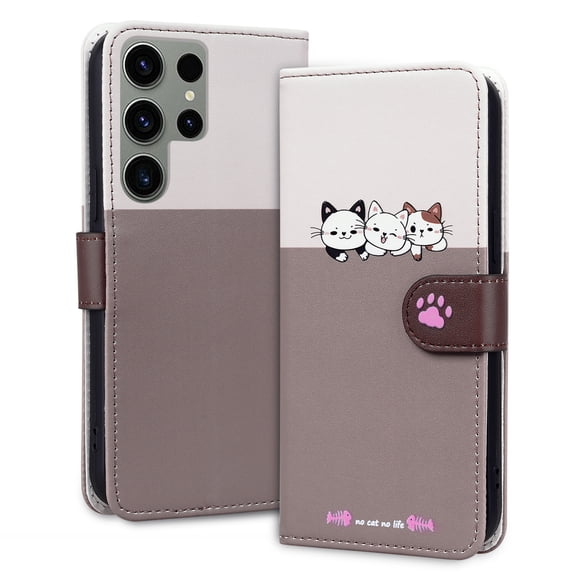 ELEHOLD Flip Wallet Case for Samsung Galaxy A24 4G, Cute Pattern PU Leather Case with Magnetic Clasp Credit Card Slot Stand Lanyard Shockproof Full Body Protection Cover, B
