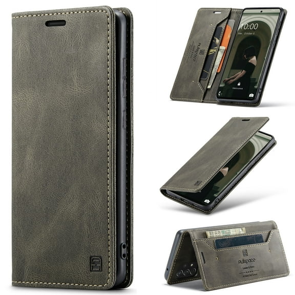 ELEHOLD Flip Wallet Case for Samsung Galaxy A54 5G, RFID Blocking Card Slots Magnetic Closure Kickstand Folio Leather Purse Phone Case Anti-Scratch Protective,Coffee